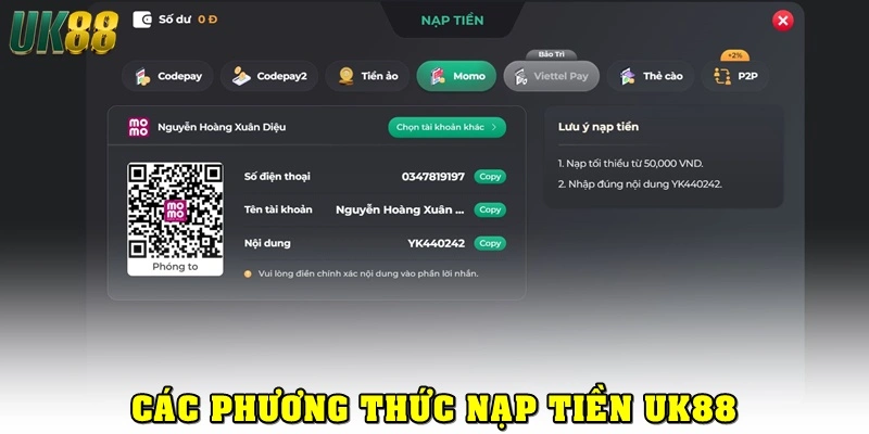 Hướng Dẫn Nạp Tiền UK88 Cực Dễ Với Phương Thức Đa Dạng